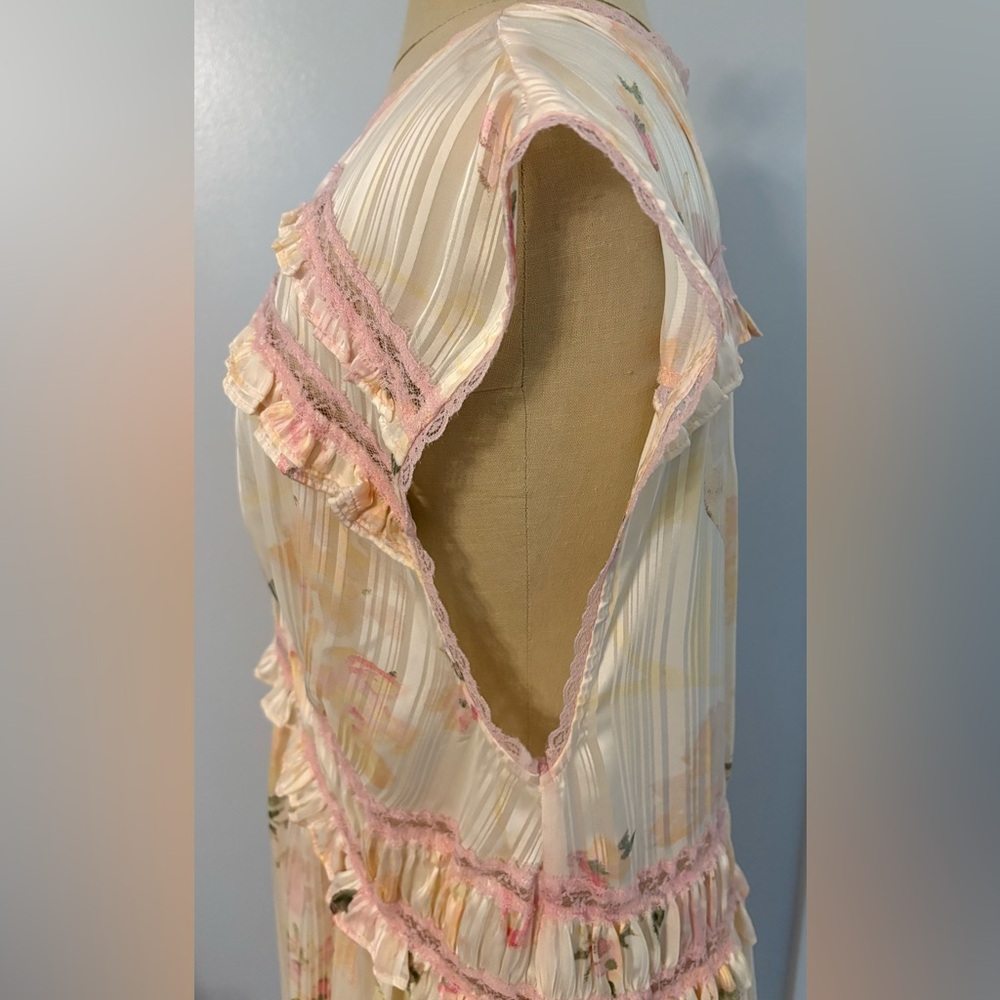 FREE PEOPLE SPRING FLING Mini Dress - Cream and Pink - Picture 6 of 10